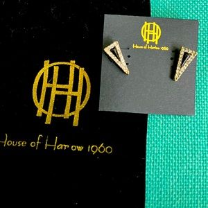 New House of Harlow 1960 Onyx Pave Earrings